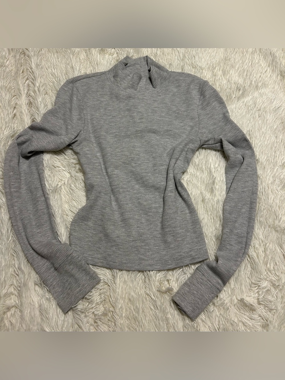 Women's Grey Ribbed Turtleneck Long Sleeve